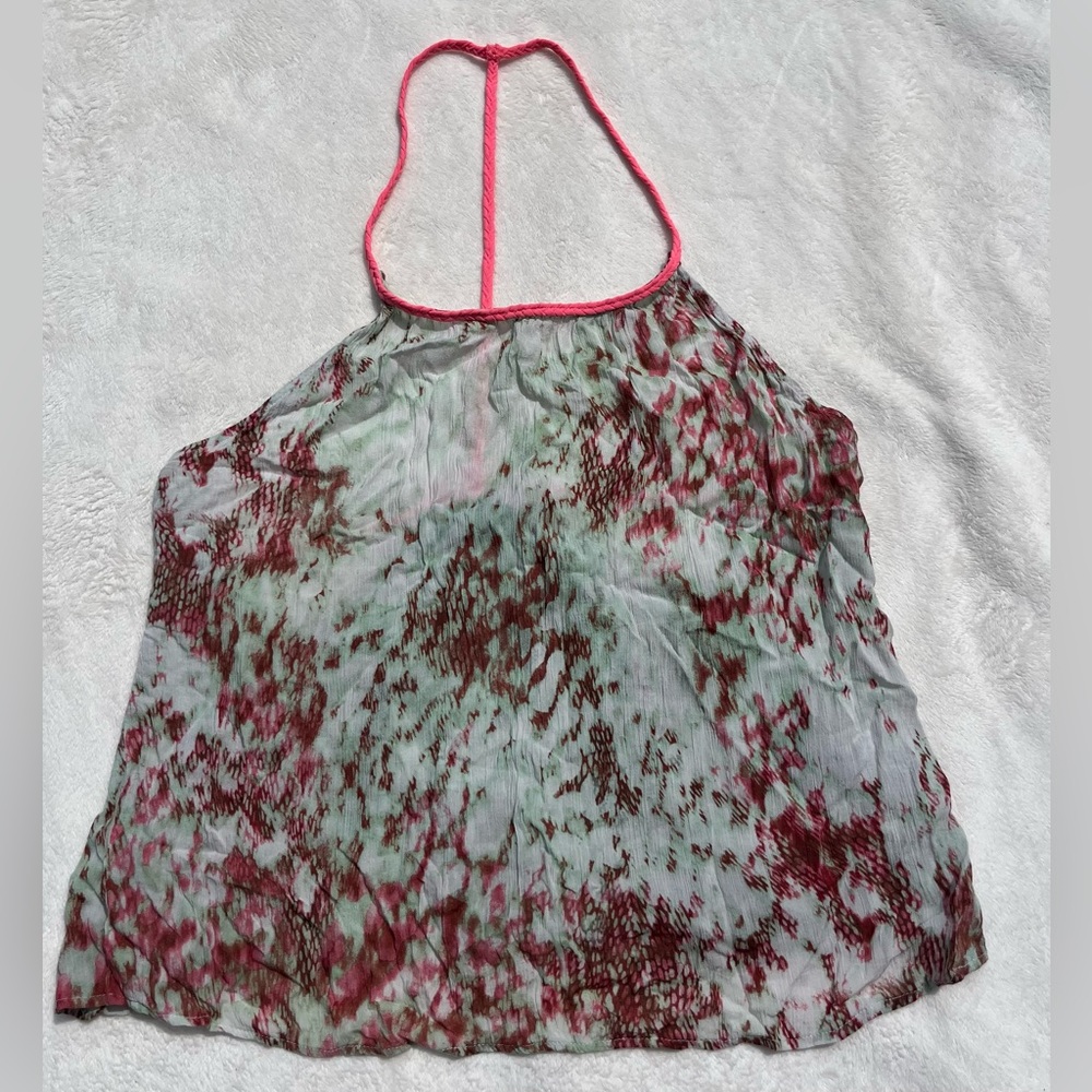 Ark & Co Pink and Brown Tie-Dye Tank Top